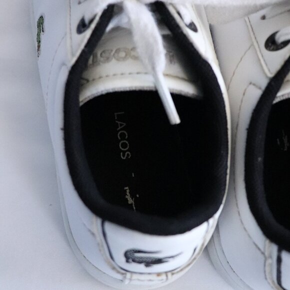 Lacoste Kids Sz 12 White Carnaby Evo Unisex Lace Up Casual Trainer Sneakers - Picture 6 of 9
